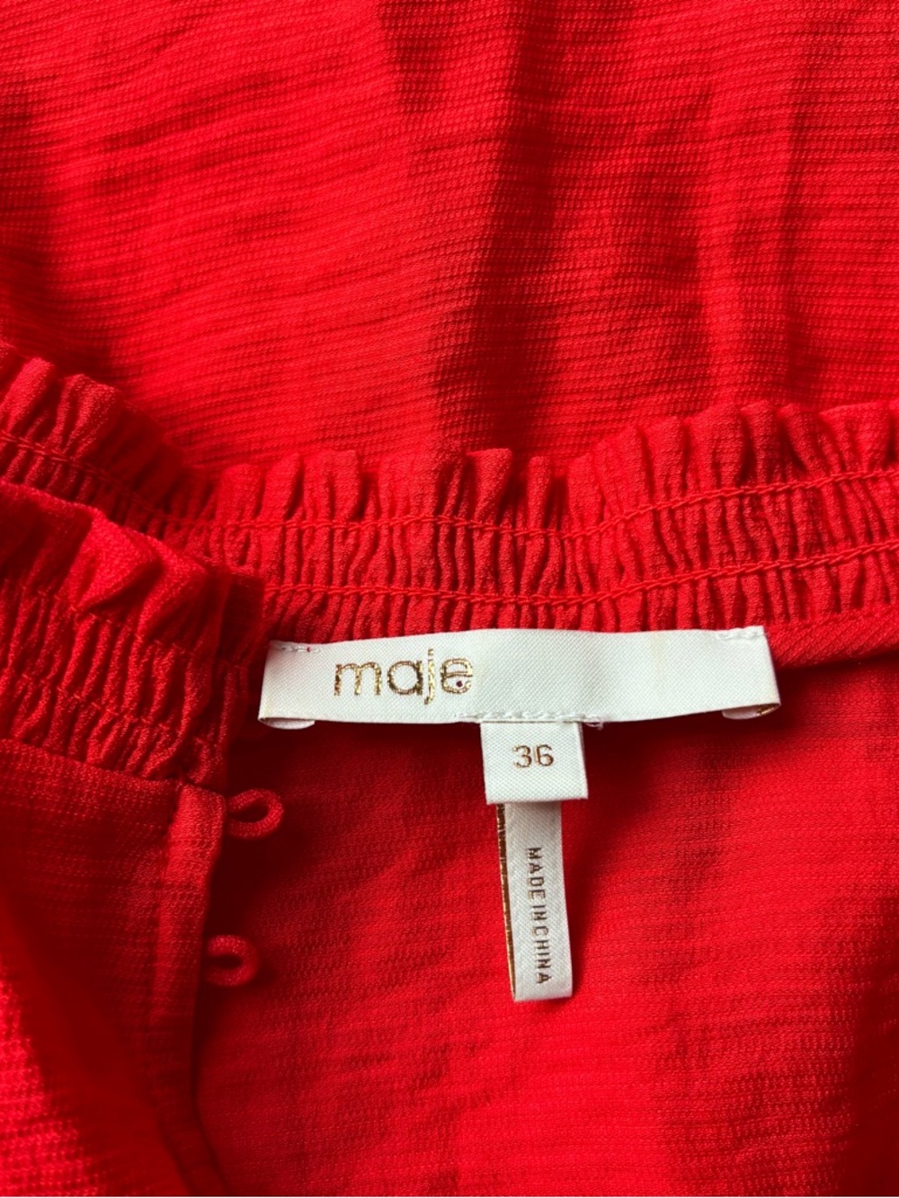 Maje Ritha Rouje Red Smocked Dress - Picture 17 of 17